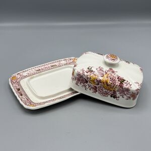 Ridgway Ironstone Canterbury Covered Butter Cheese Dish Staffordshire England